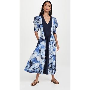 Sea New York Celestia Puff Sleeve Tie Dye Midi Dress